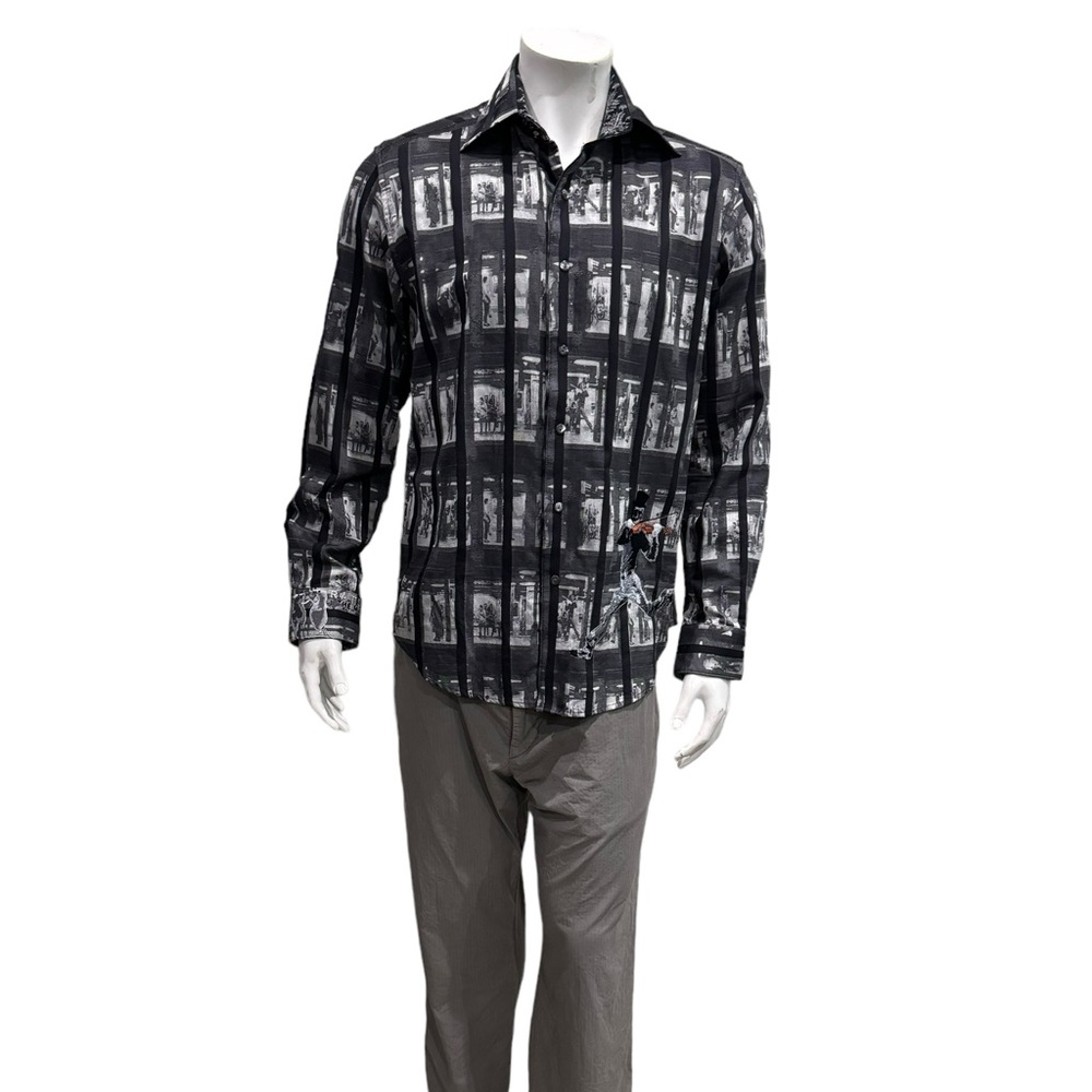 Robert Graham Mens Limited Edition Toffer Man Graphic Print Button Shirt